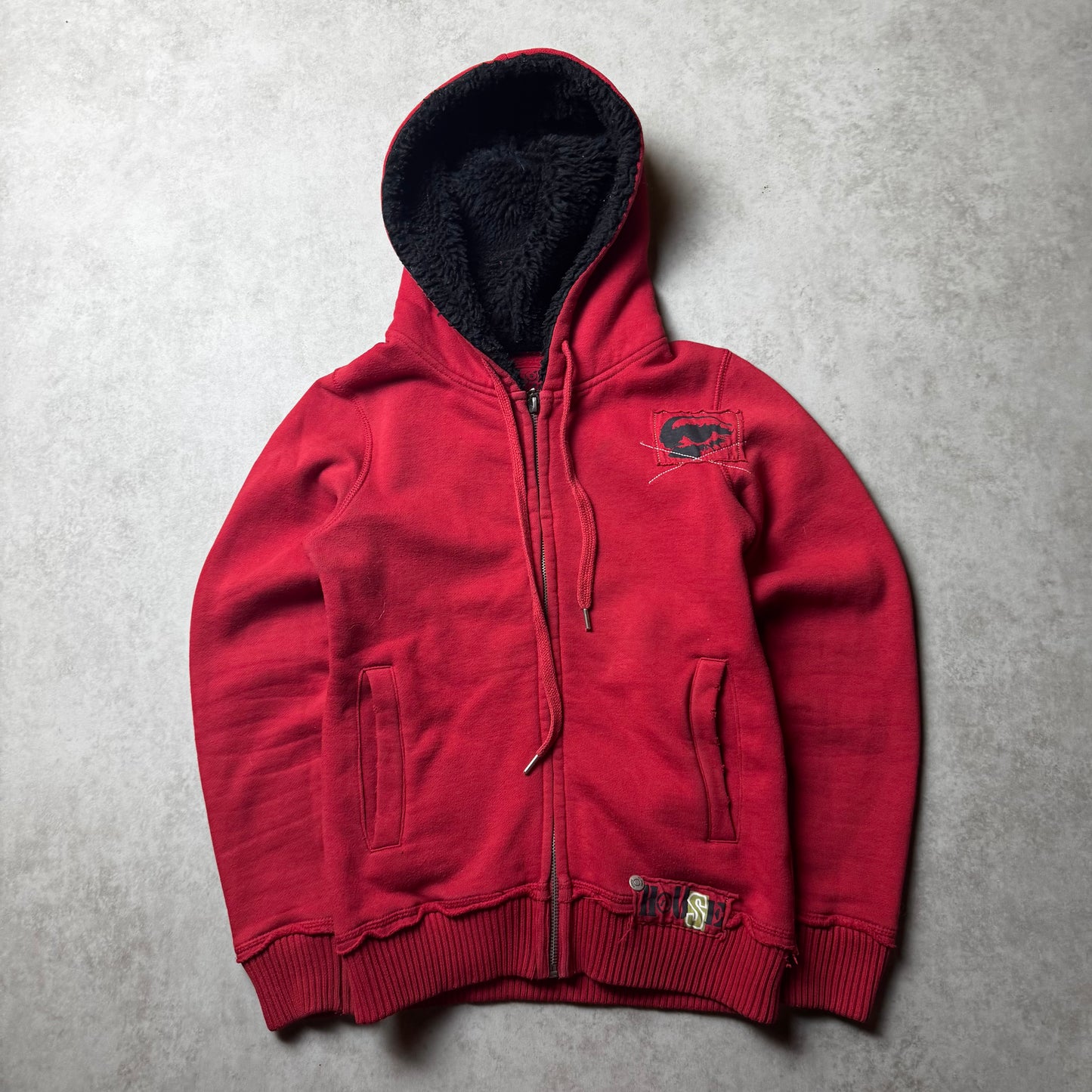 Red Zip House Up Hoodie - XXS