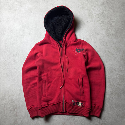 Red Zip House Up Hoodie - XXS