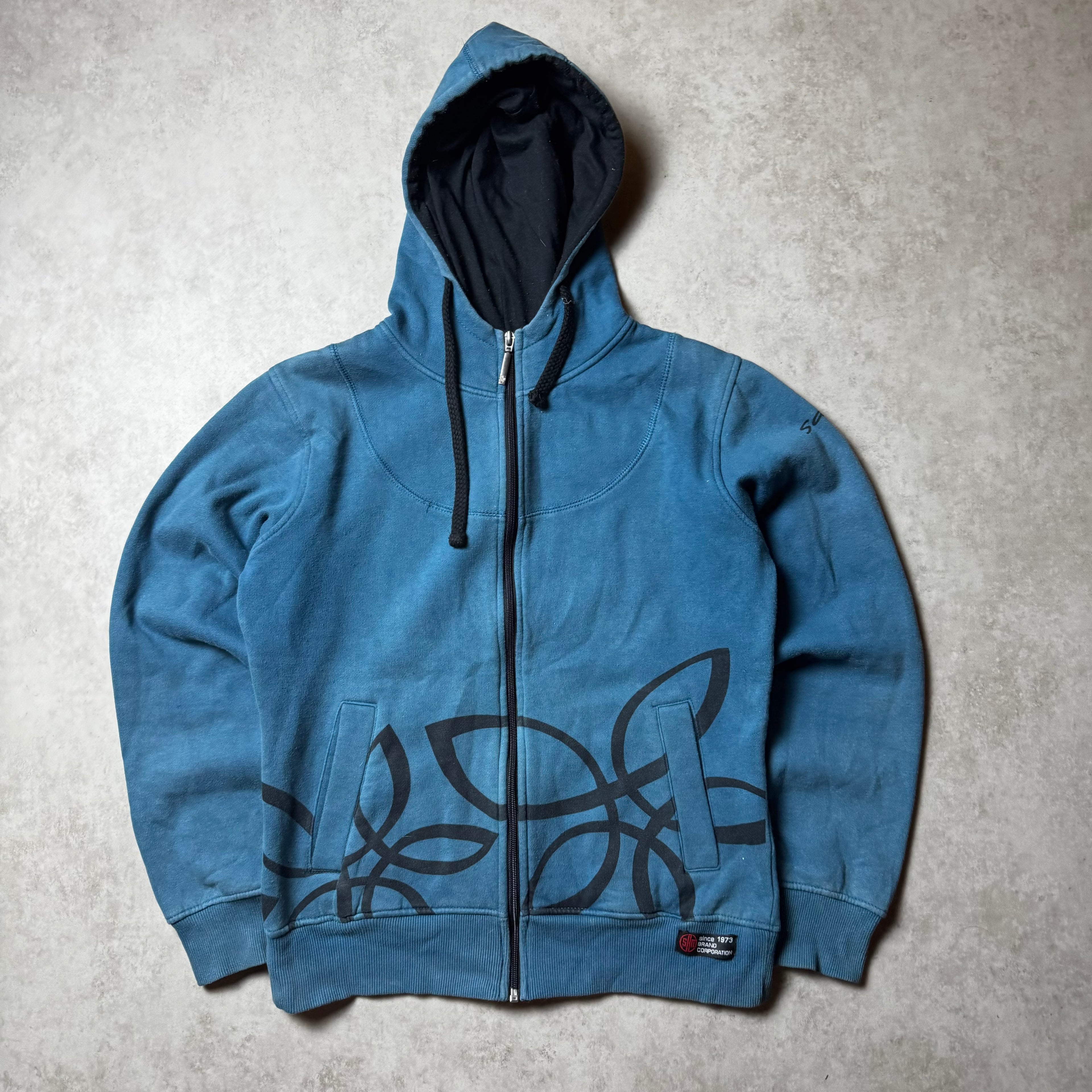Blue Vintage Zip Up Hoodie - S