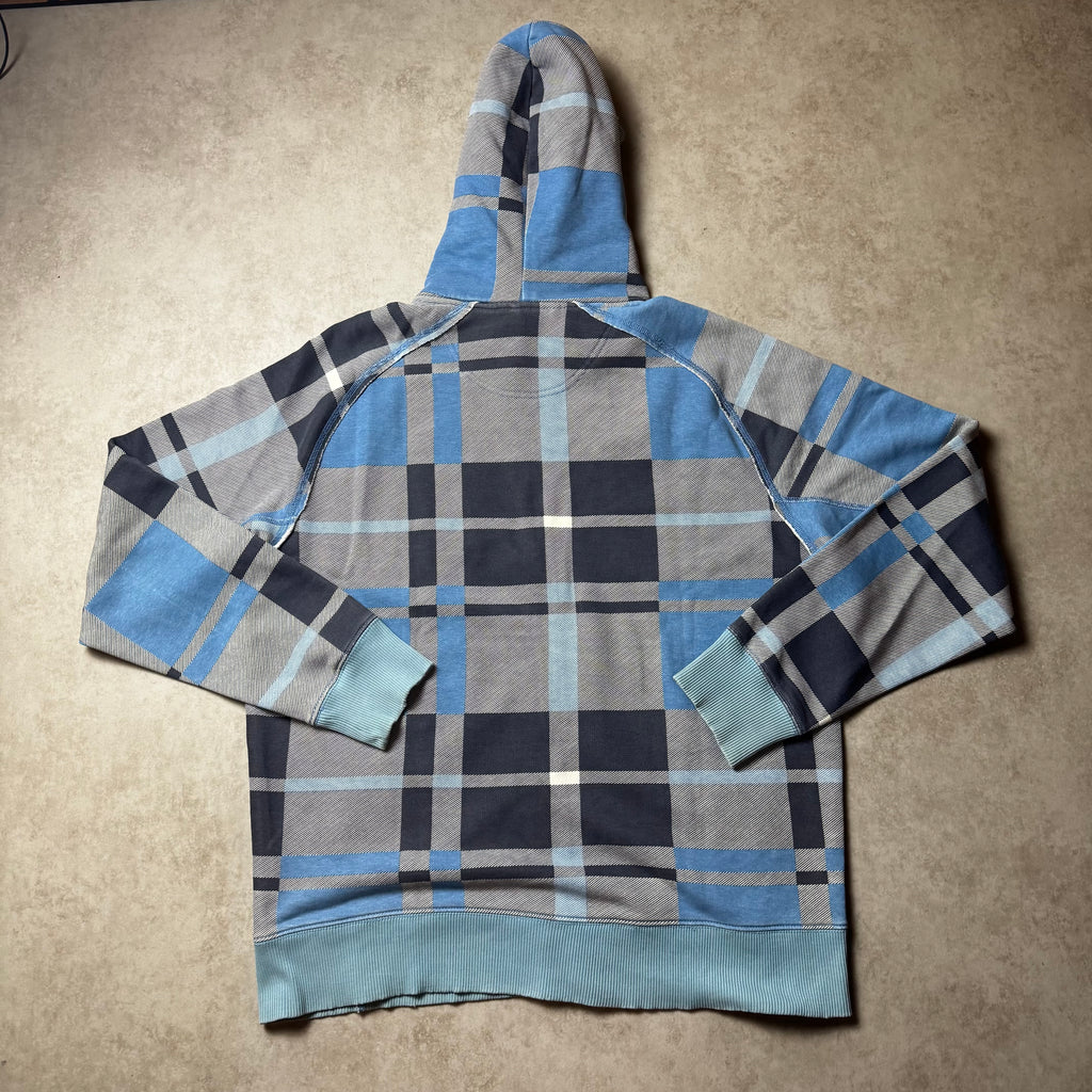 Gray and Blue Puma Vintage Zip Up Hoodie - L