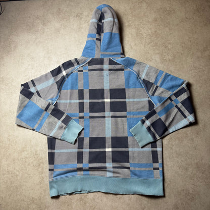 Gray and Blue Puma Vintage Zip Up Hoodie - L