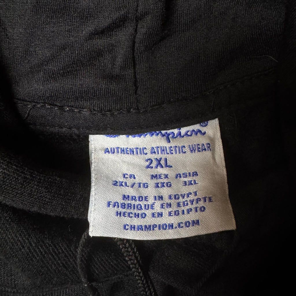 Black Champion Print Hoodie - Size XXL