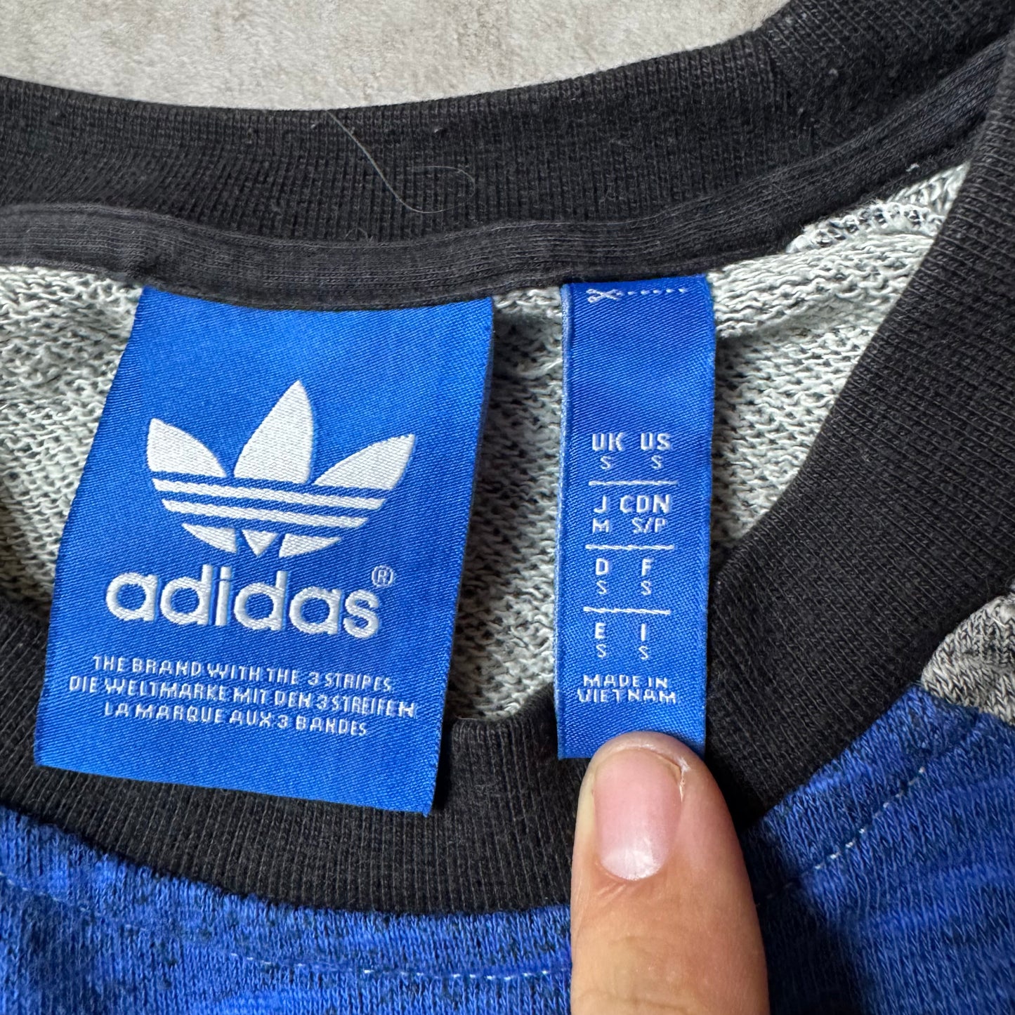 Gray and Blue Adidas Sweatshirt - S