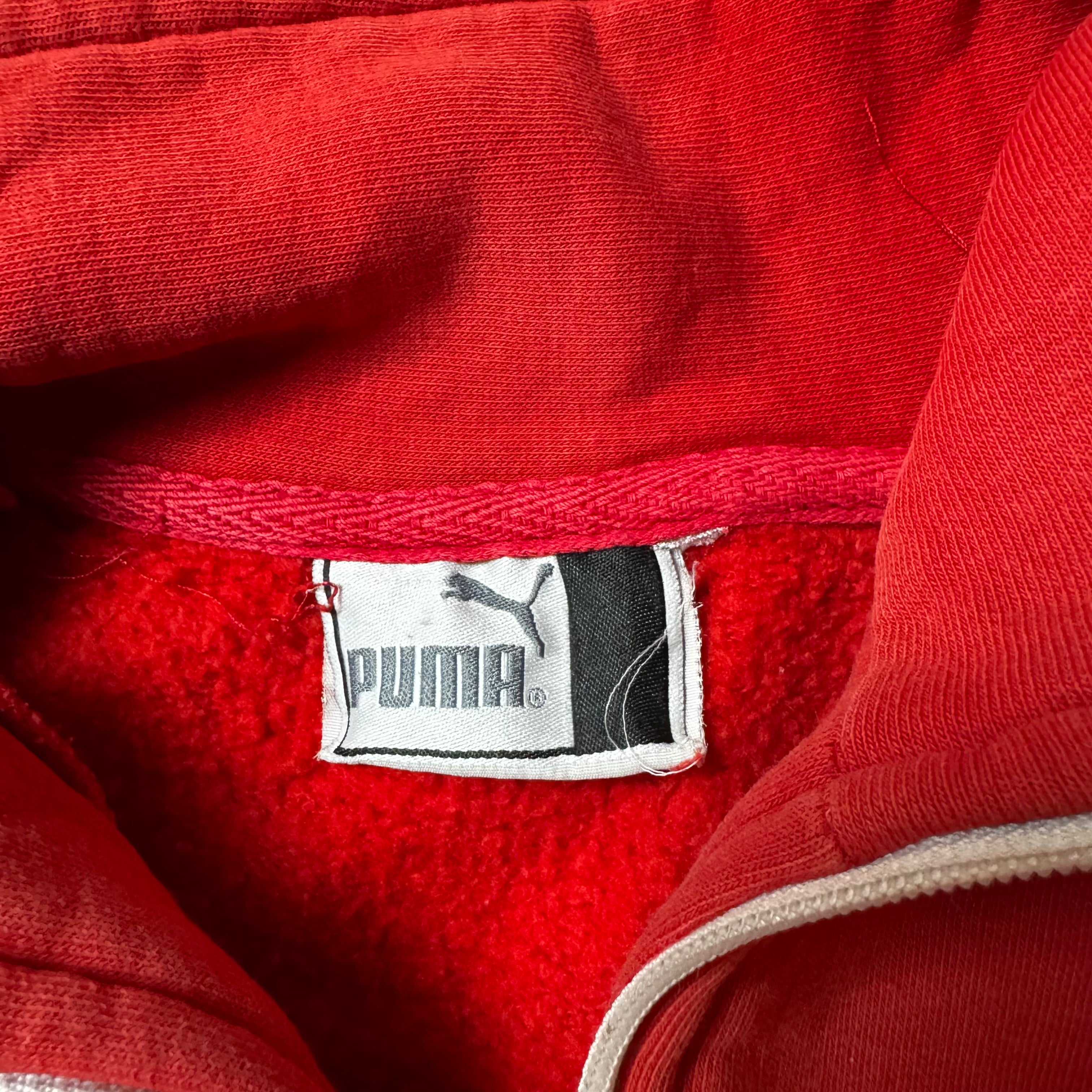 Red Cropped Puma Vintage Zip Up Hoodie  - XS