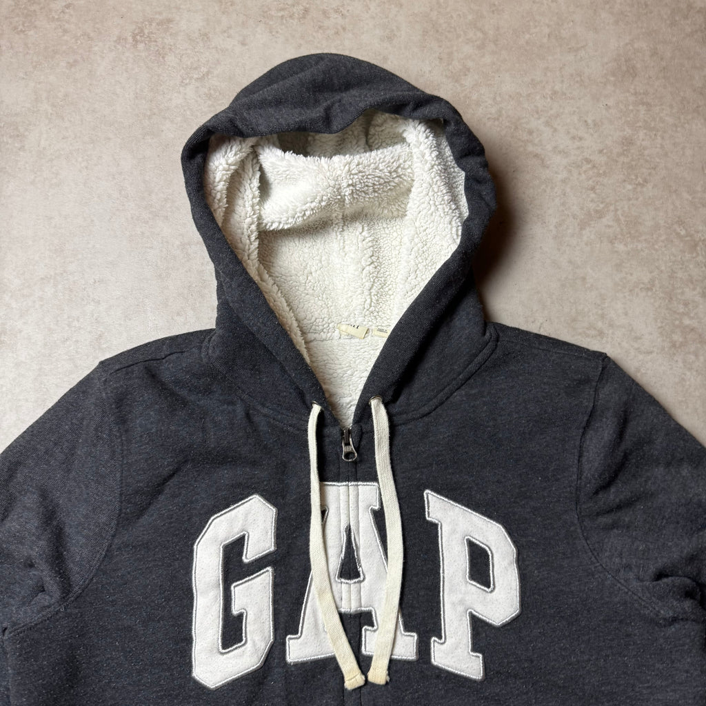Dark Gray GAP Zip Up Fur Hoodie - L