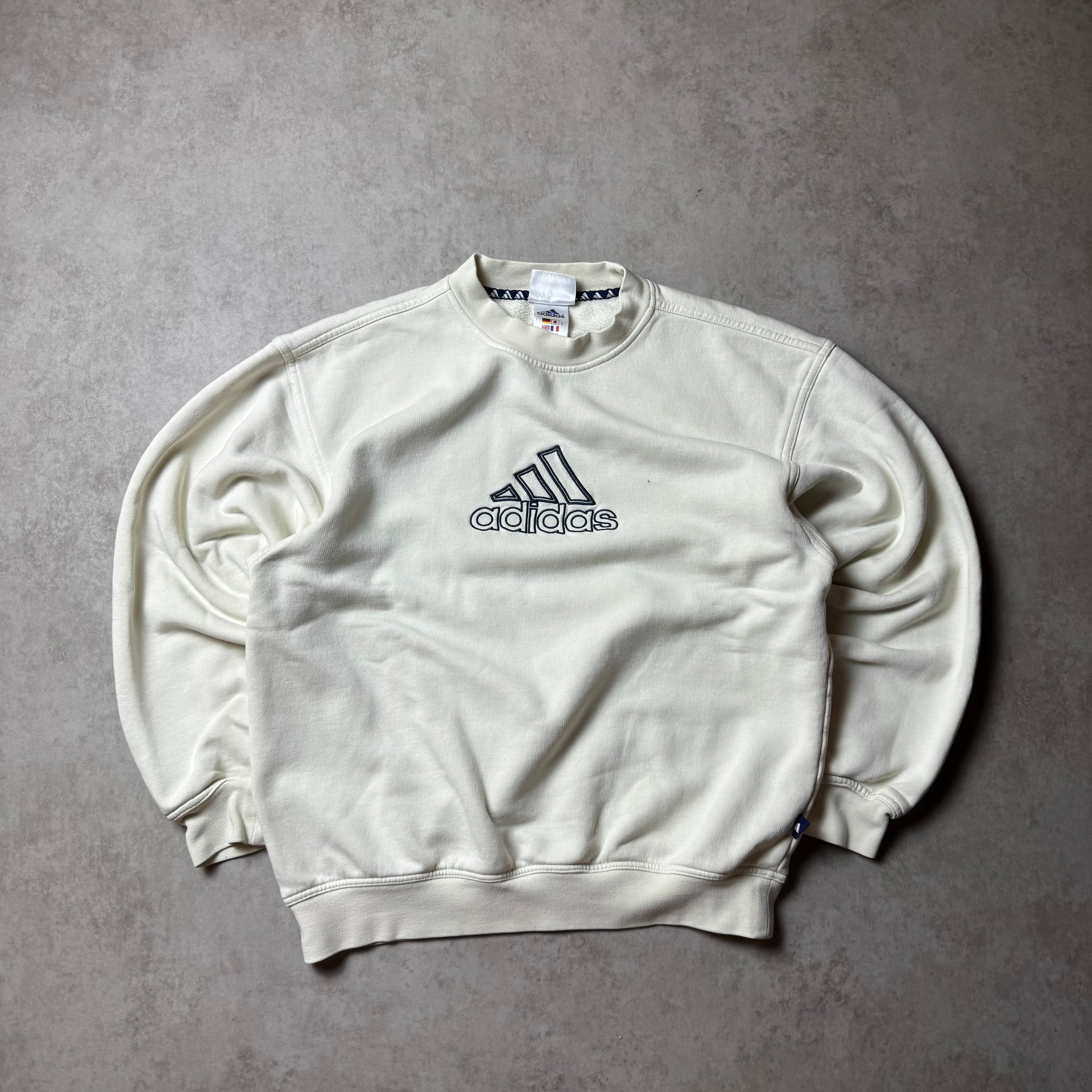 White Vintage Adidas Sweatshirt - S