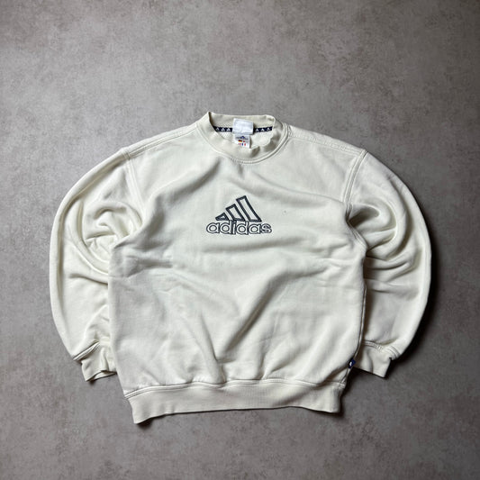 White Vintage Adidas Sweatshirt - S