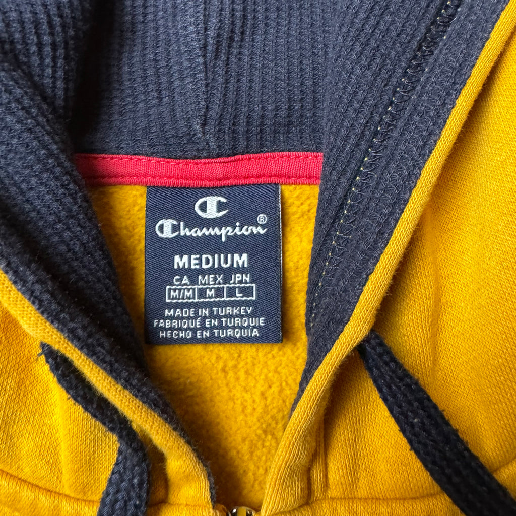 Yellow Champion Zip Up Hoodie - M