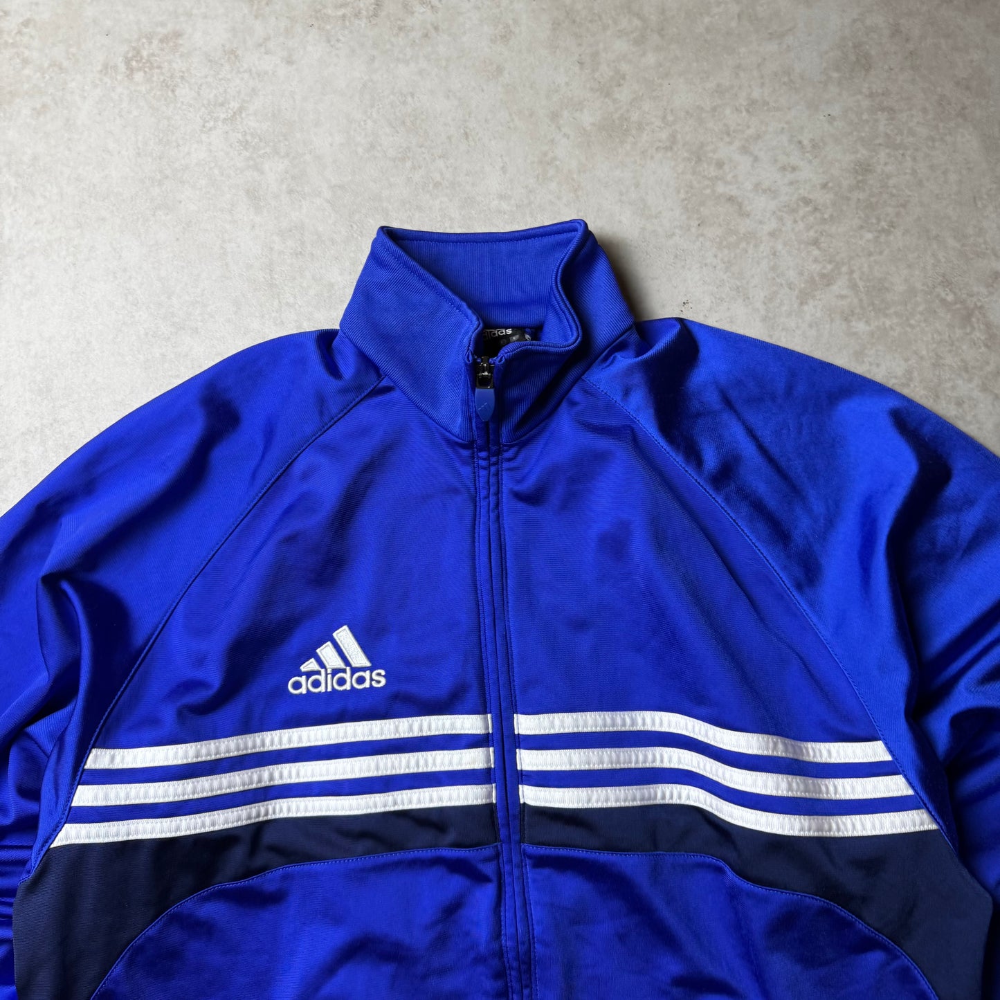 Blue Vintage Zip Up Adidas Hoodie - S