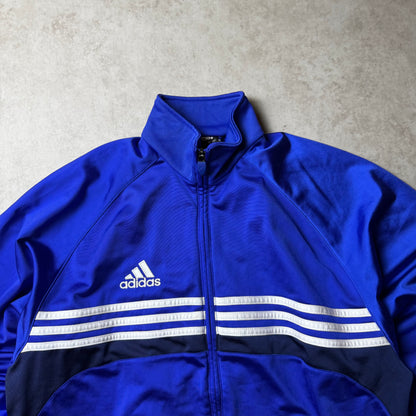 Blue Vintage Zip Up Adidas Hoodie - S