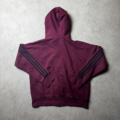 Dark Red Adidas Zip Up Hoodie - M wmns