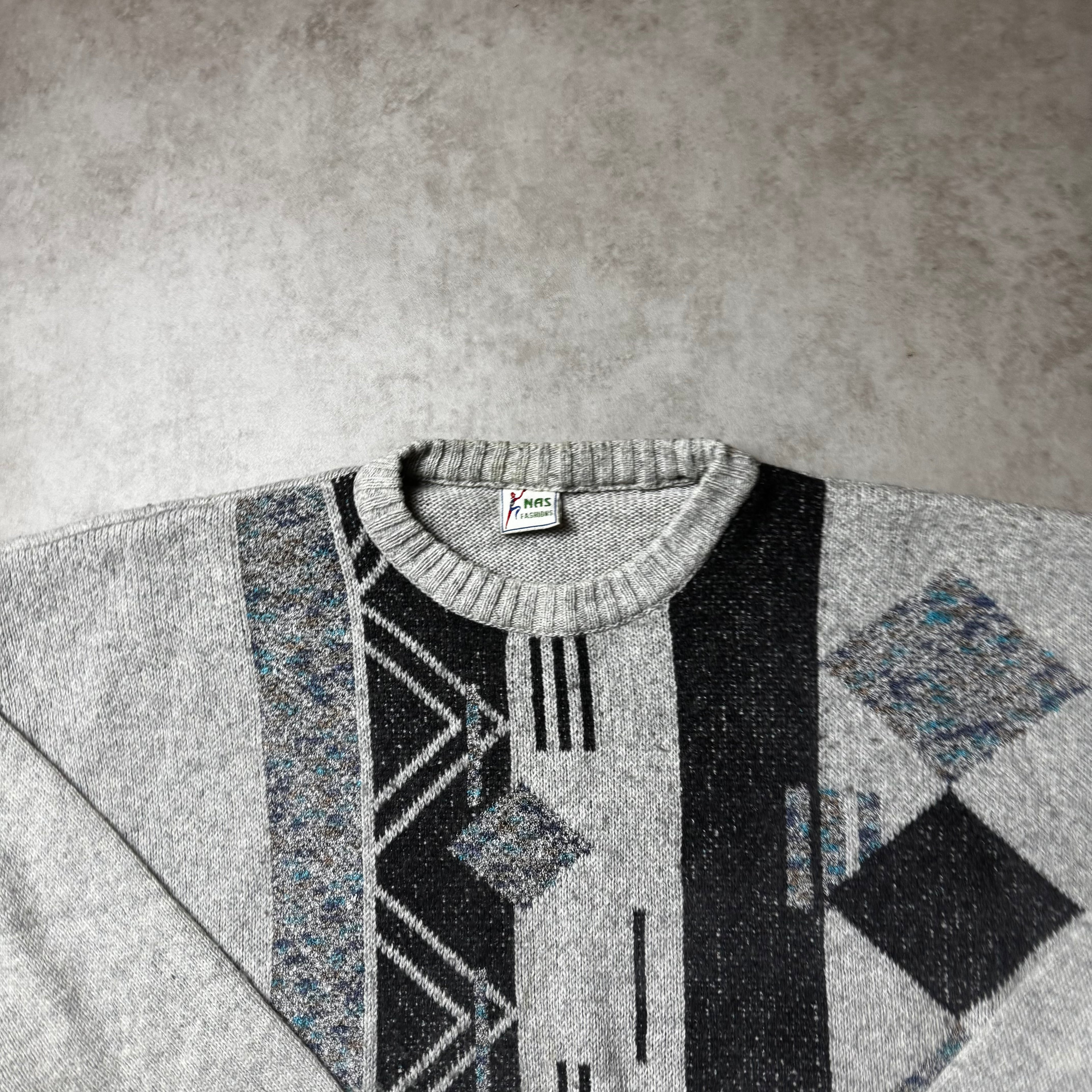 Gray Vintage Cropped Sweater - L