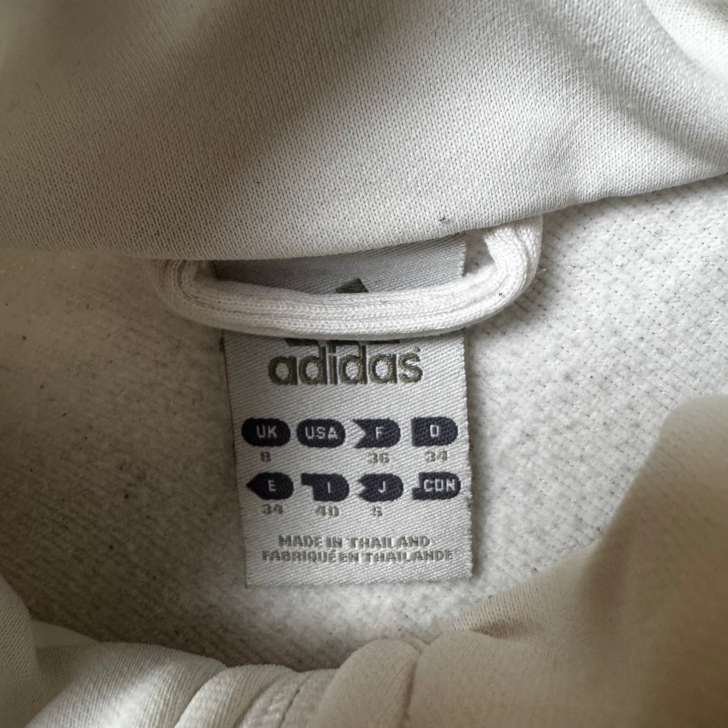 White Adidas Zip Up Hoodie - XXS