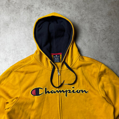 Yellow Champion Zip Up Hoodie - M