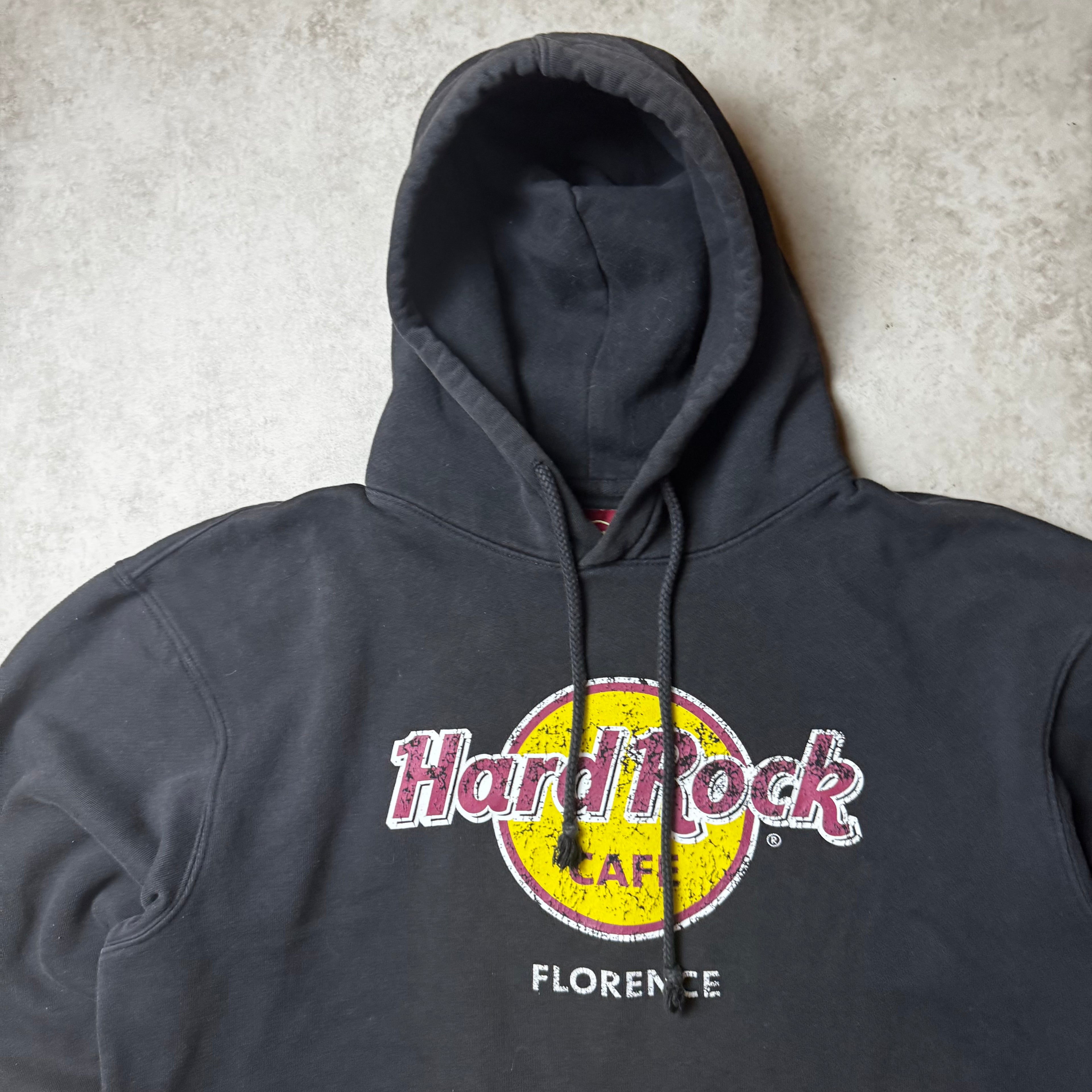 Black Baggy Cropped Hard Rock Café Hoodie - XL