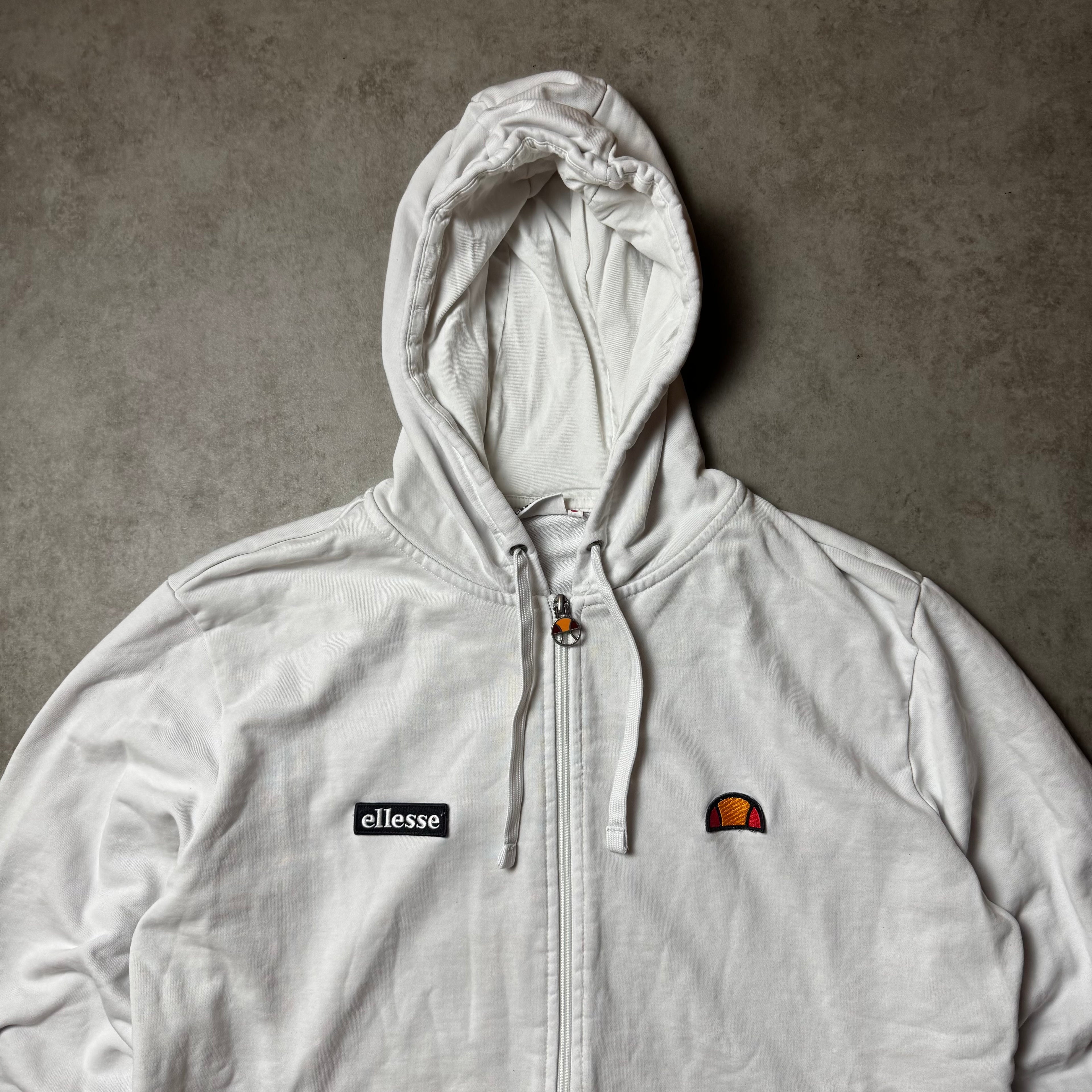 White Ellesse Zip Up Hoodie - XL (L)