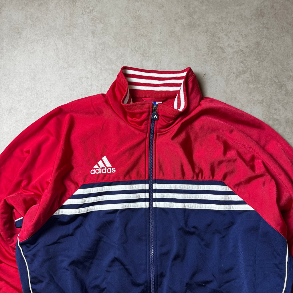 Navy Adidas Vintage Zip Up Hoodie - M