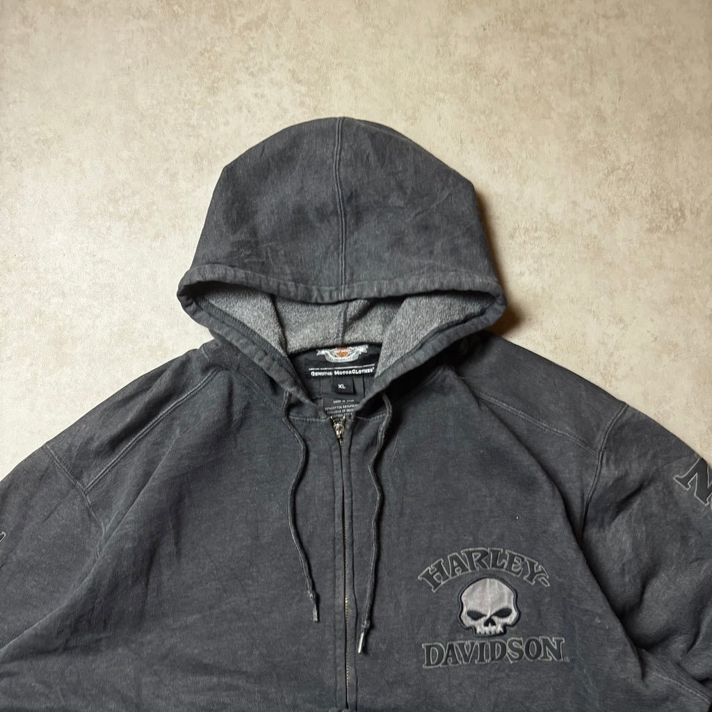 Black Harley Davidson Zip Up Hoodie - Size XL