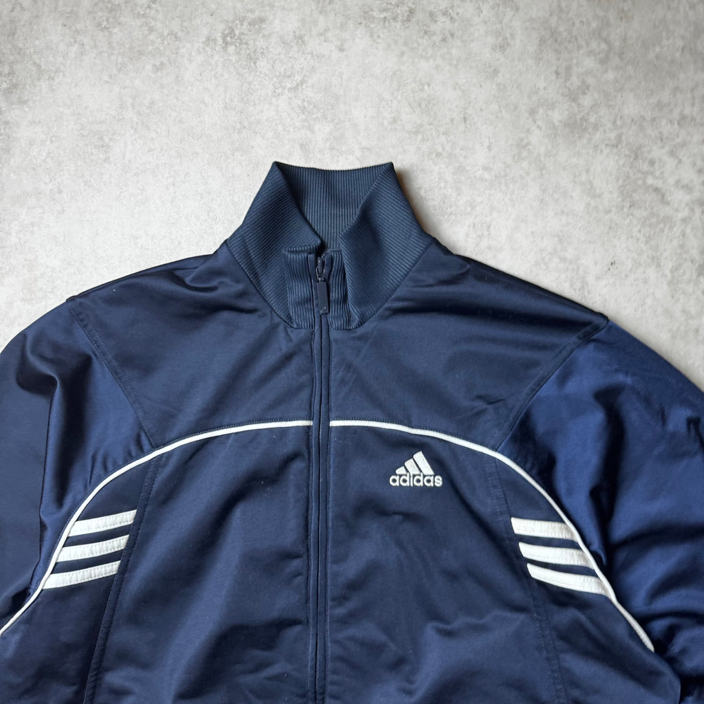 Navy Adidas Vintage Zip Up Hoodie - M