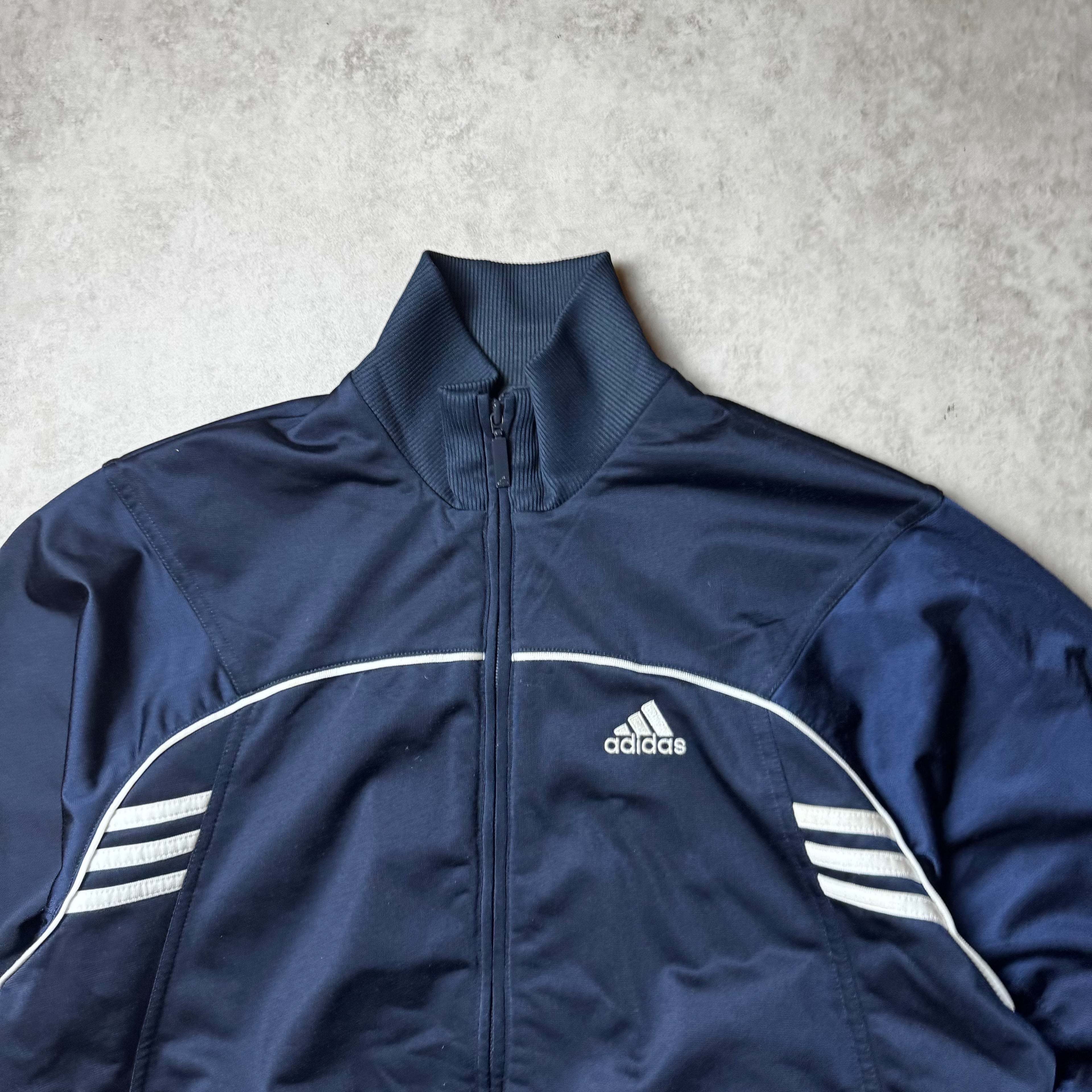 Navy Adidas Vintage Zip Up Hoodie - M