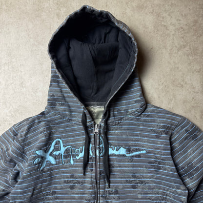 Gray Graphic Zip Up Hoodie - L