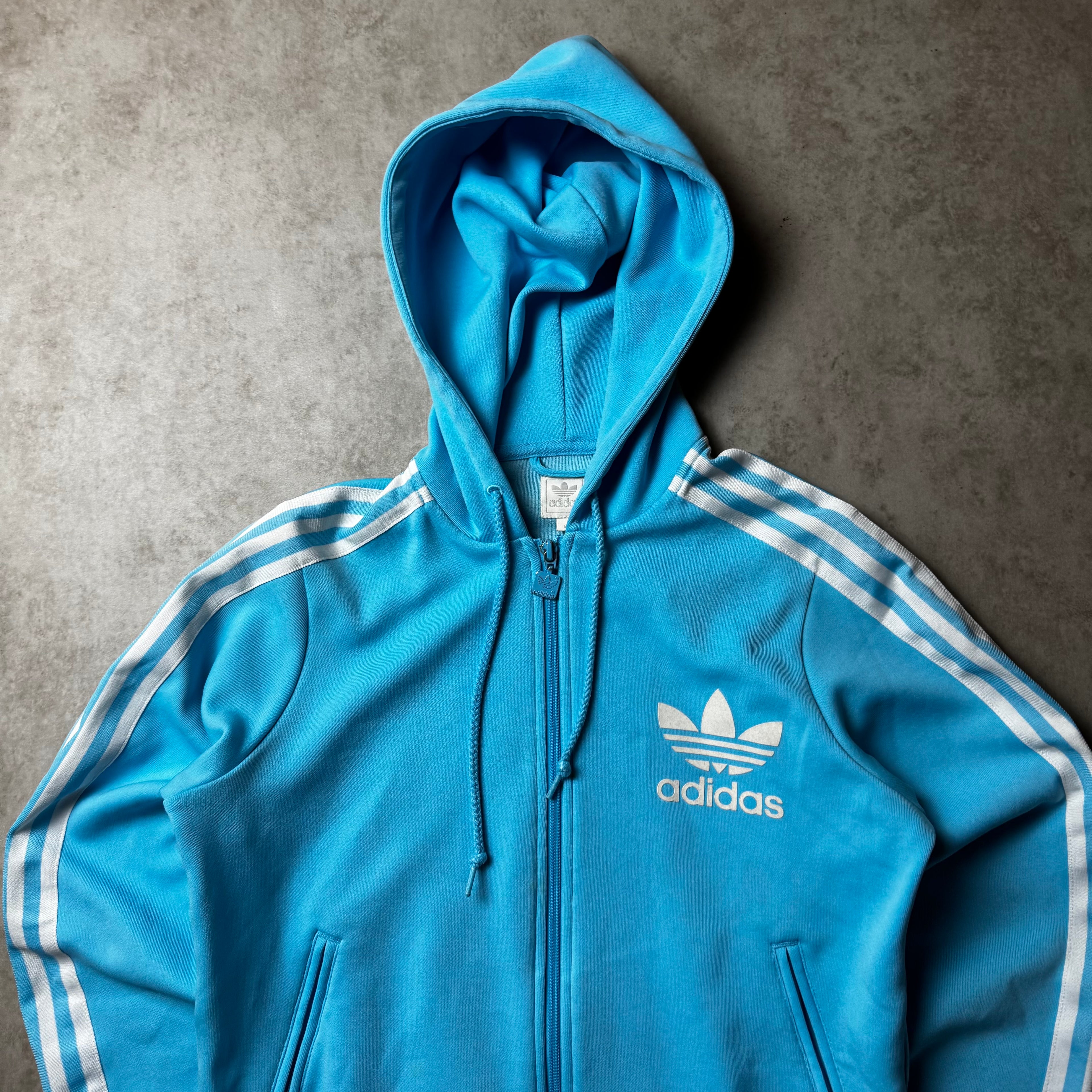 Light Blue Adidas Zip Up Hoodie - L