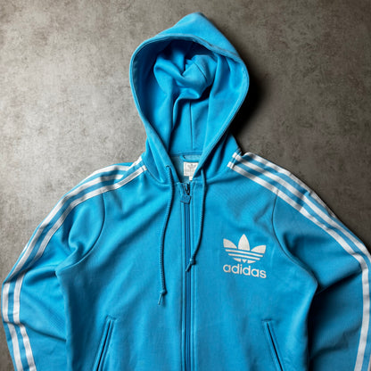 Light Blue Adidas Zip Up Hoodie - L