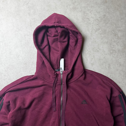 Dark Red Adidas Zip Up Hoodie - M wmns