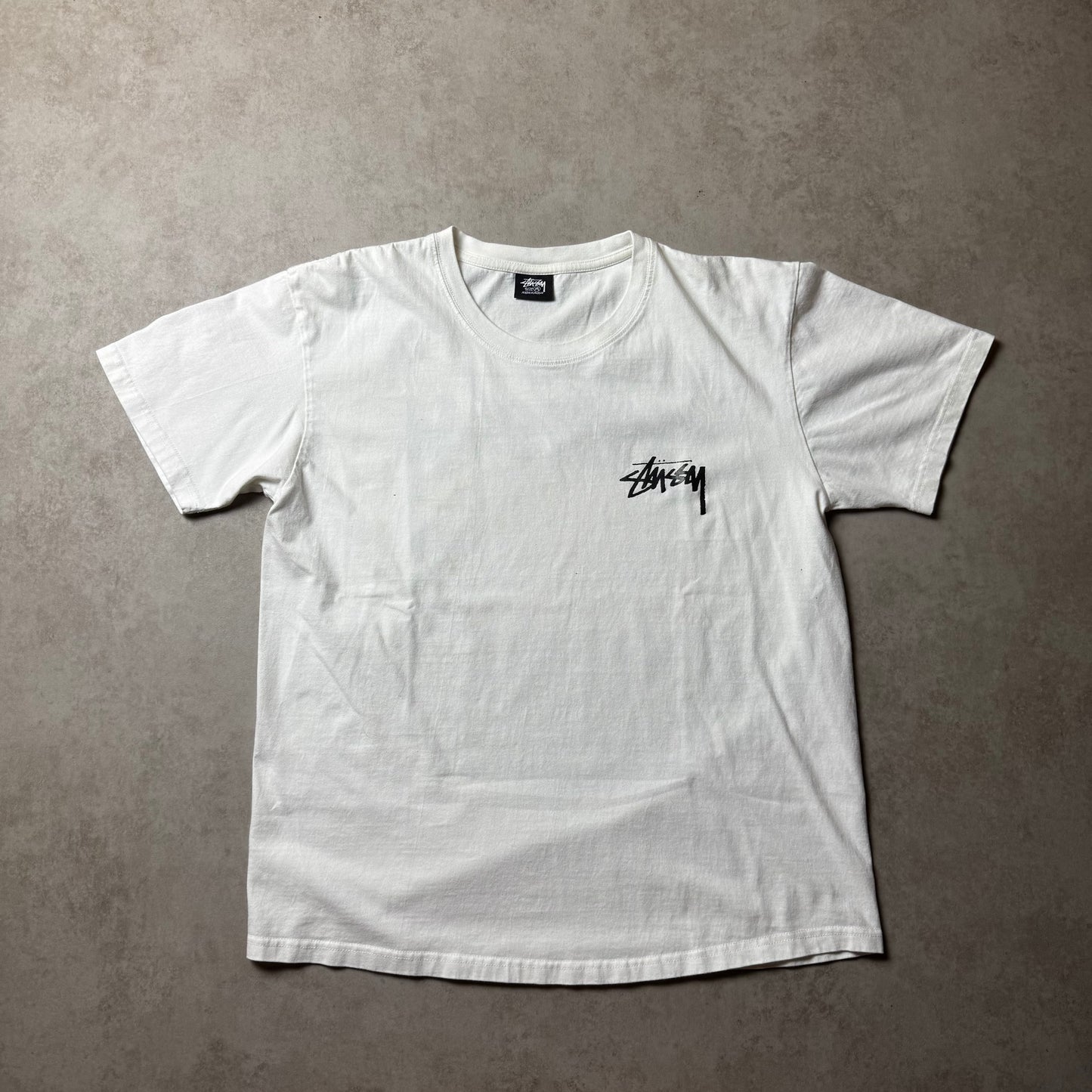 White Stüssy Graphic Tee - M