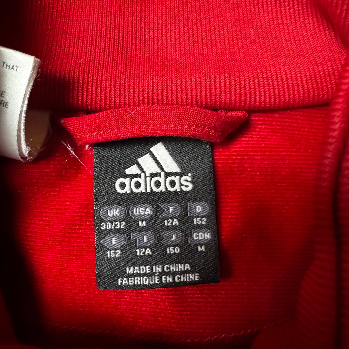 Red Vintage Adidas Zip Up Hoodie - M