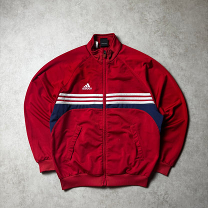 Red Vintage Adidas Zip Up Hoodie - M