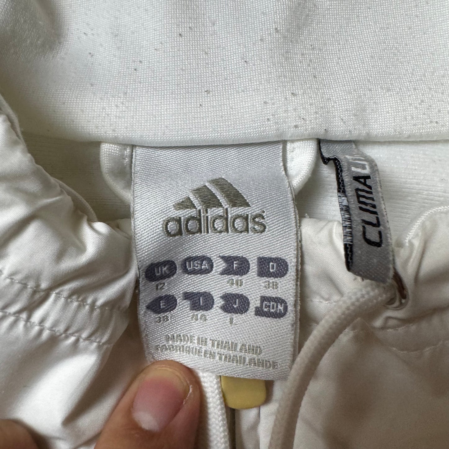 White Adidas Zip Up Hoodie - S