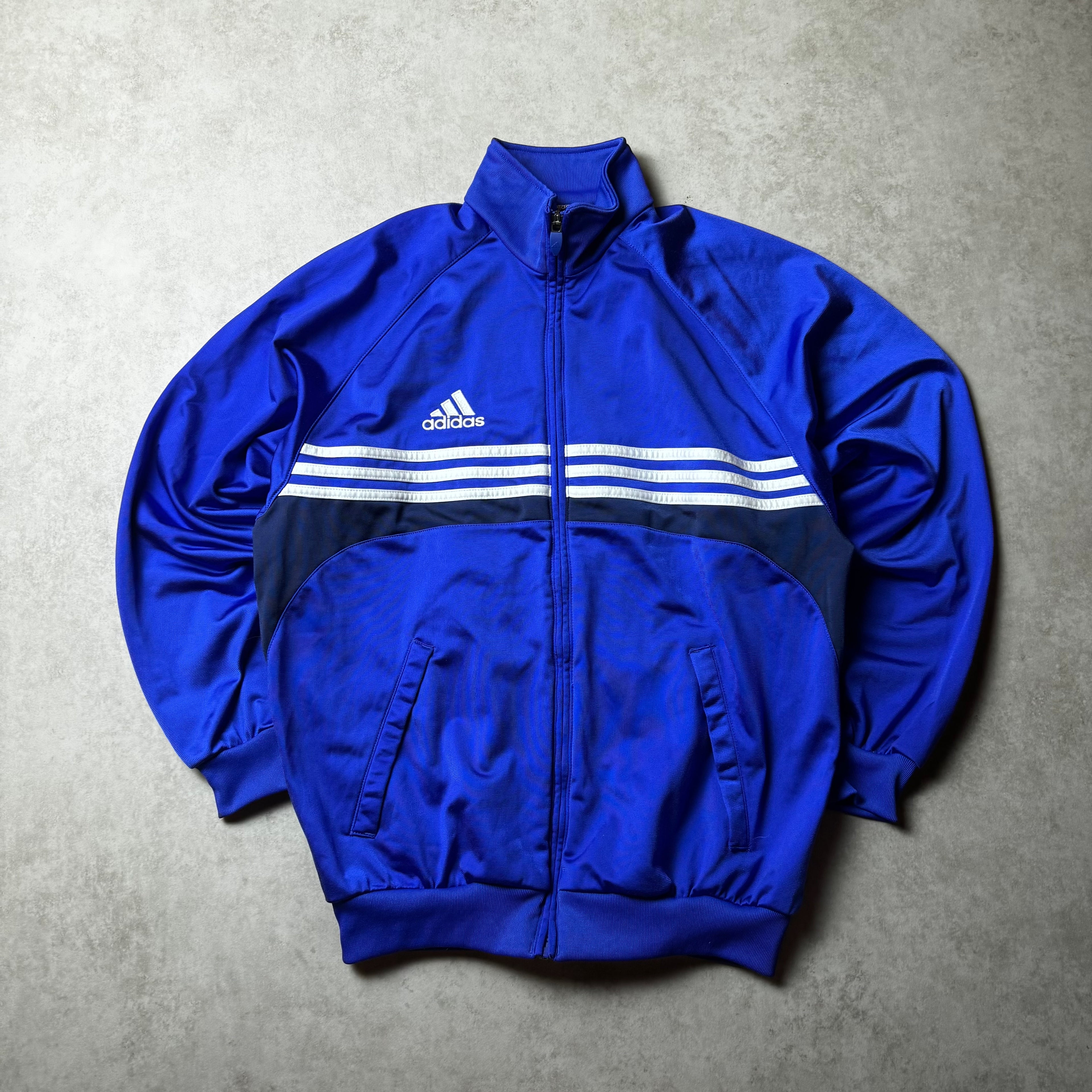 Blue Vintage Zip Up Adidas Hoodie - S
