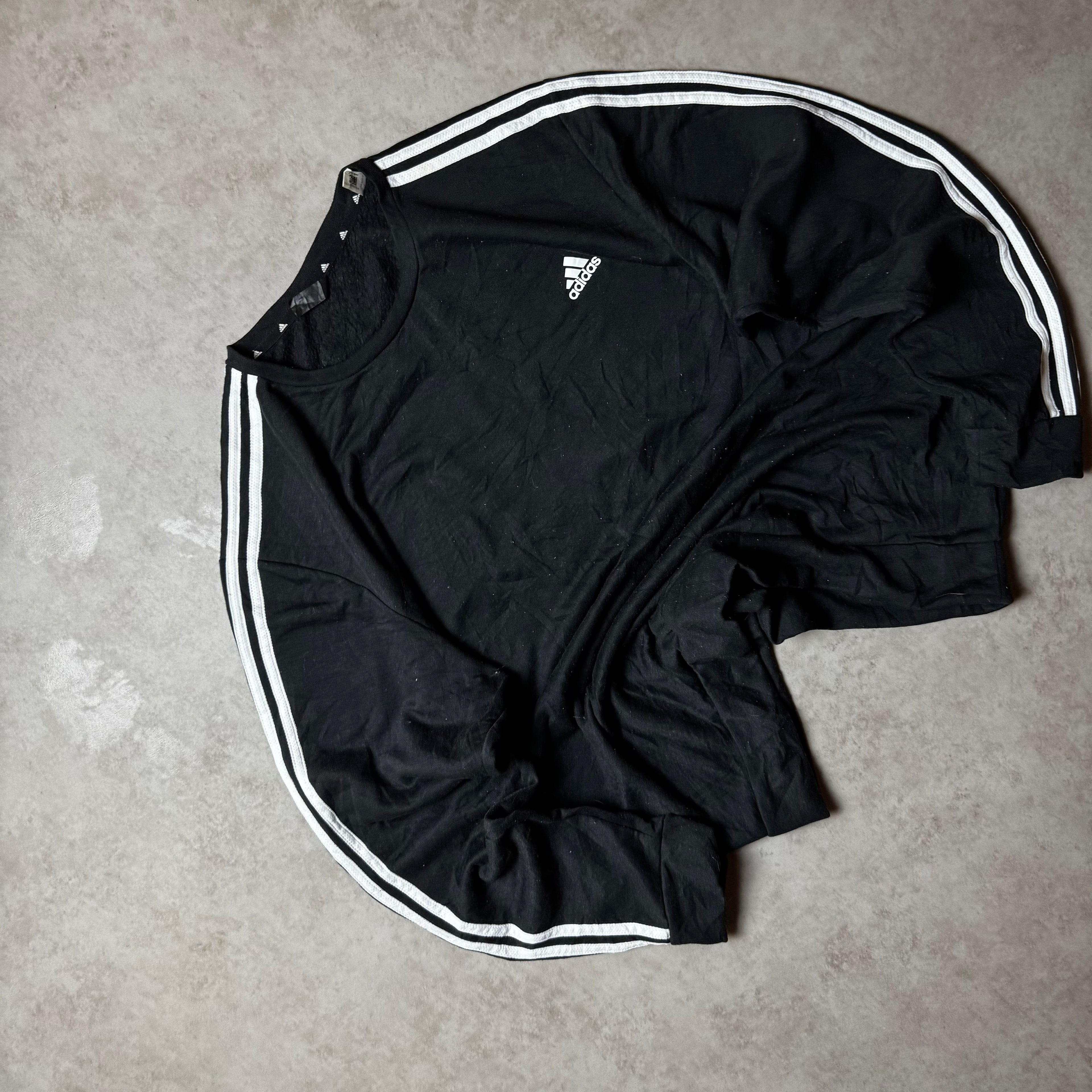 Black Adidas Three Stripes Sweatshirt - Size XXL