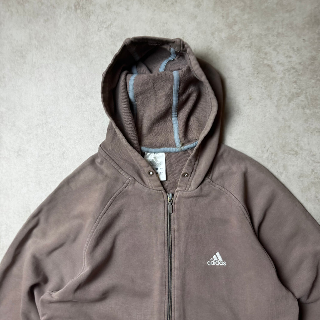 Brown Adidas Zip Up Hoodie - S