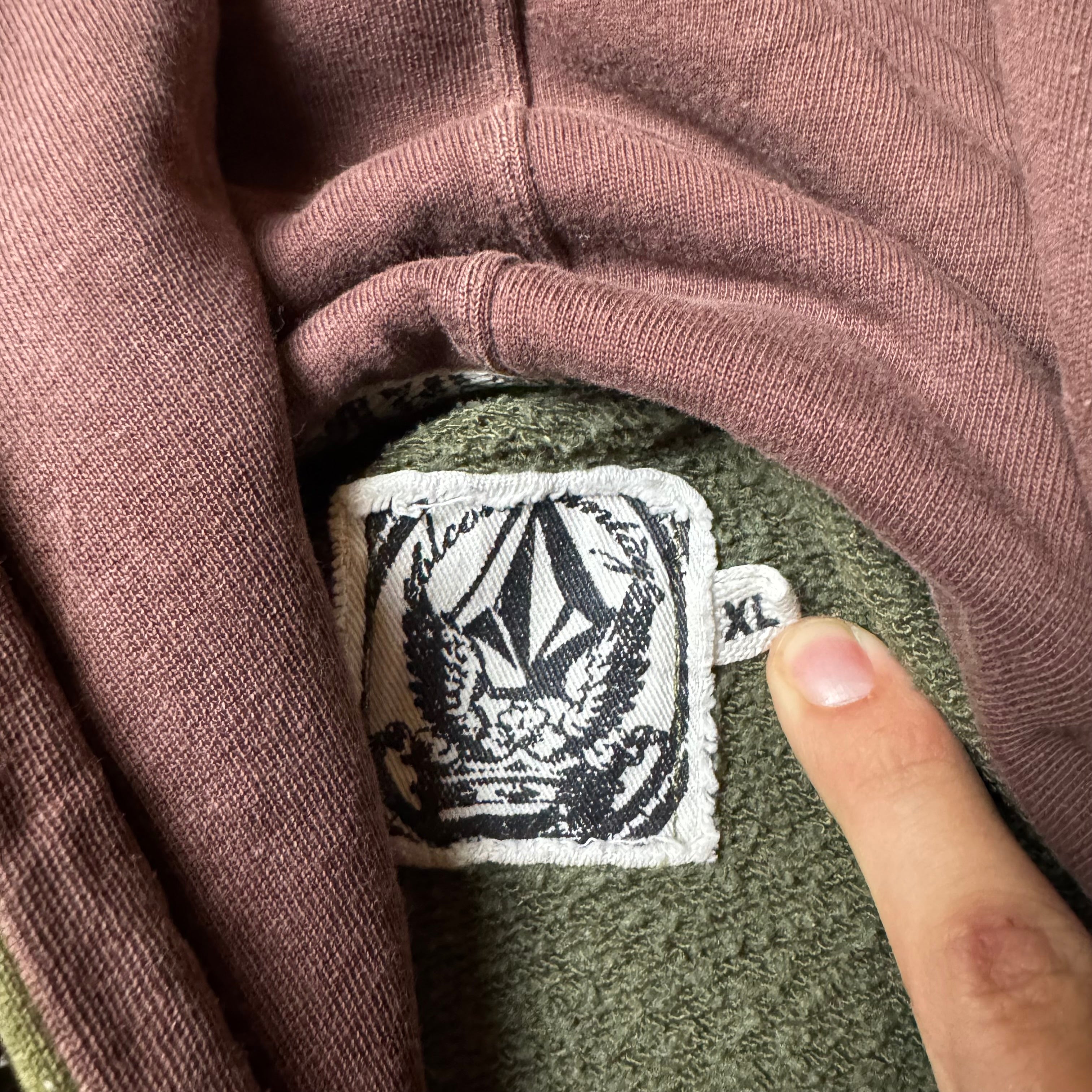 Dark Green Vintage Volcom Zip Up Hoodie - XL (L)
