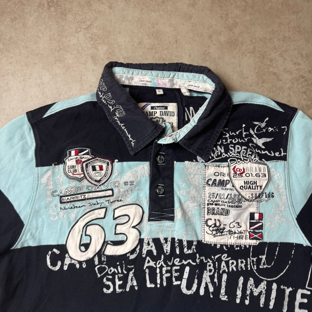 Blue and Black Camp David Polo - L