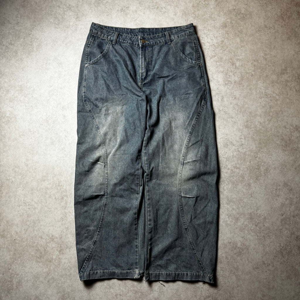 Dark Blue Faded Distressed Jeans - XL