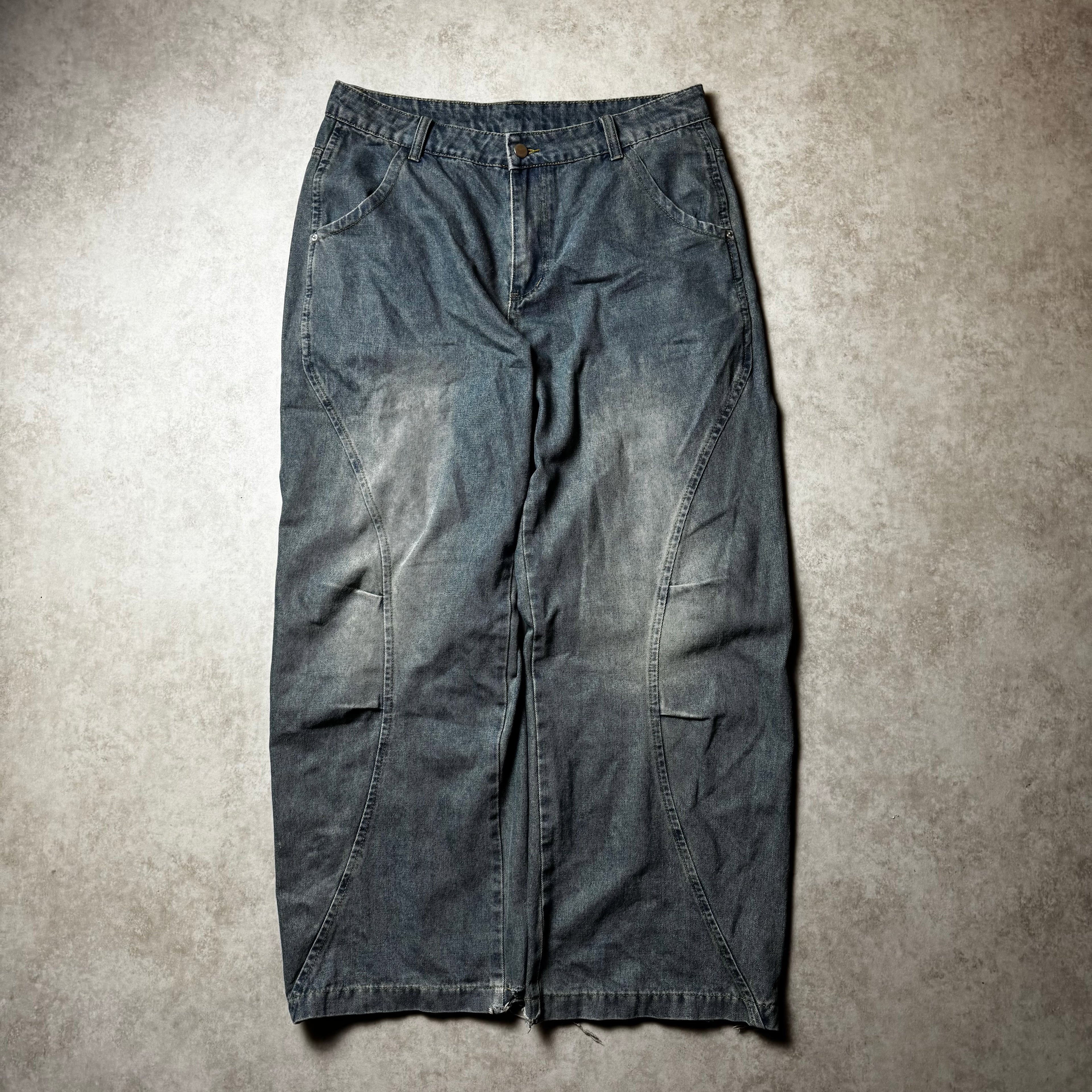 Dark Blue Faded Distressed Jeans - XL