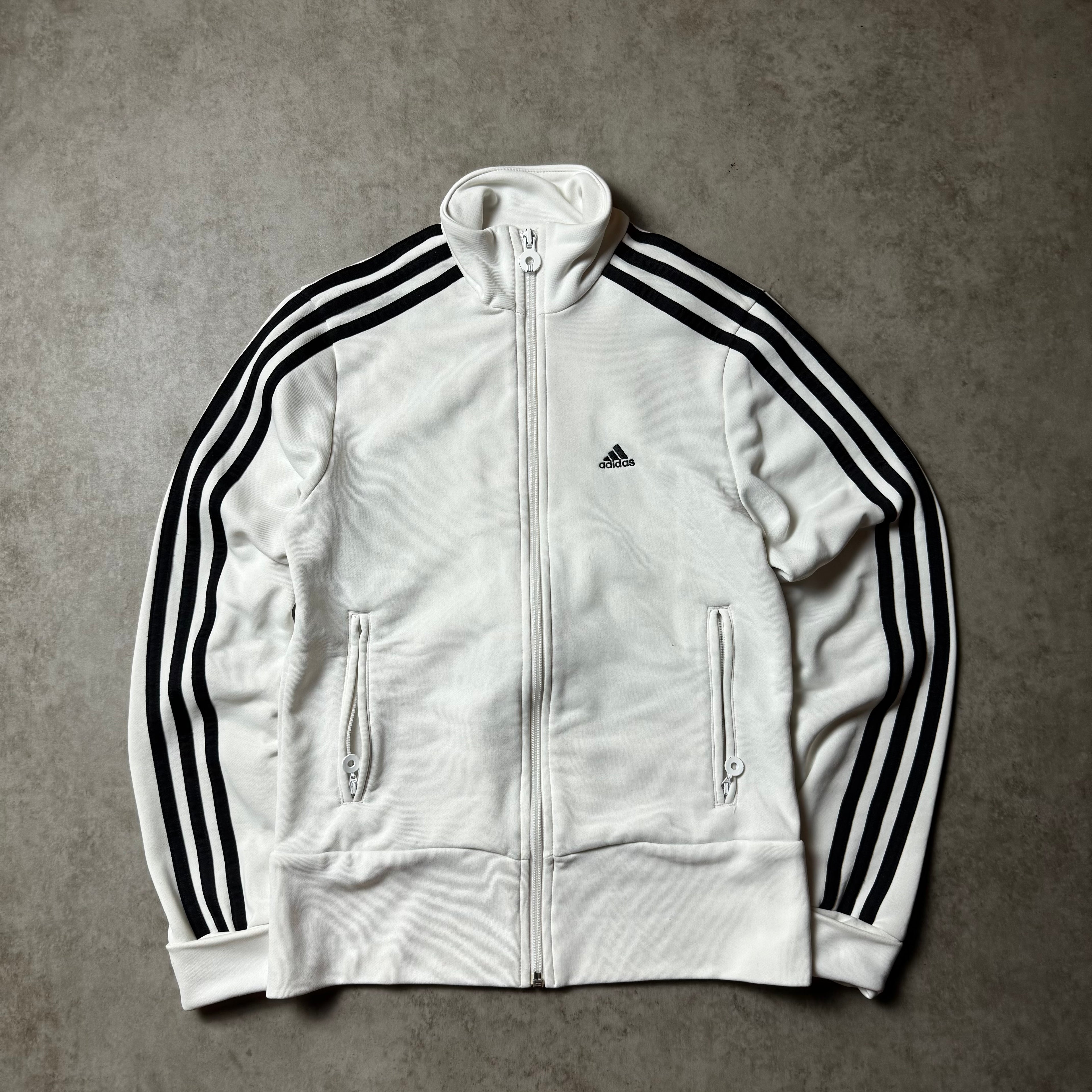 White Adidas Zip Up Hoodie - XXS