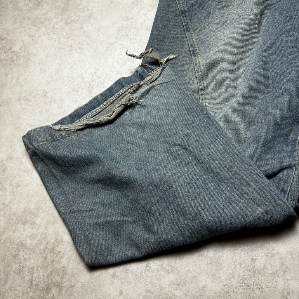 Dark Blue Faded Distressed Jeans - XL