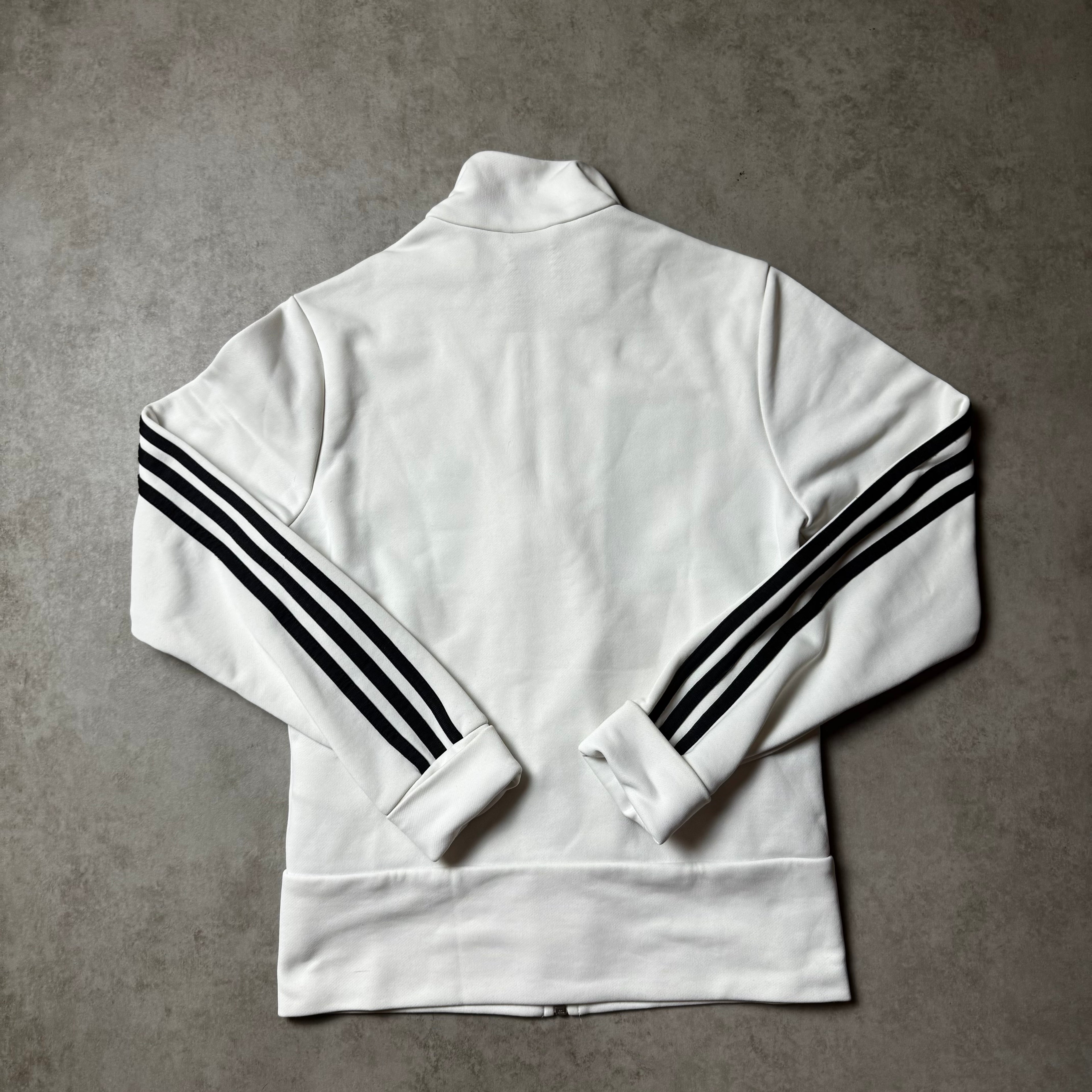 White Adidas Zip Up Hoodie - XXS