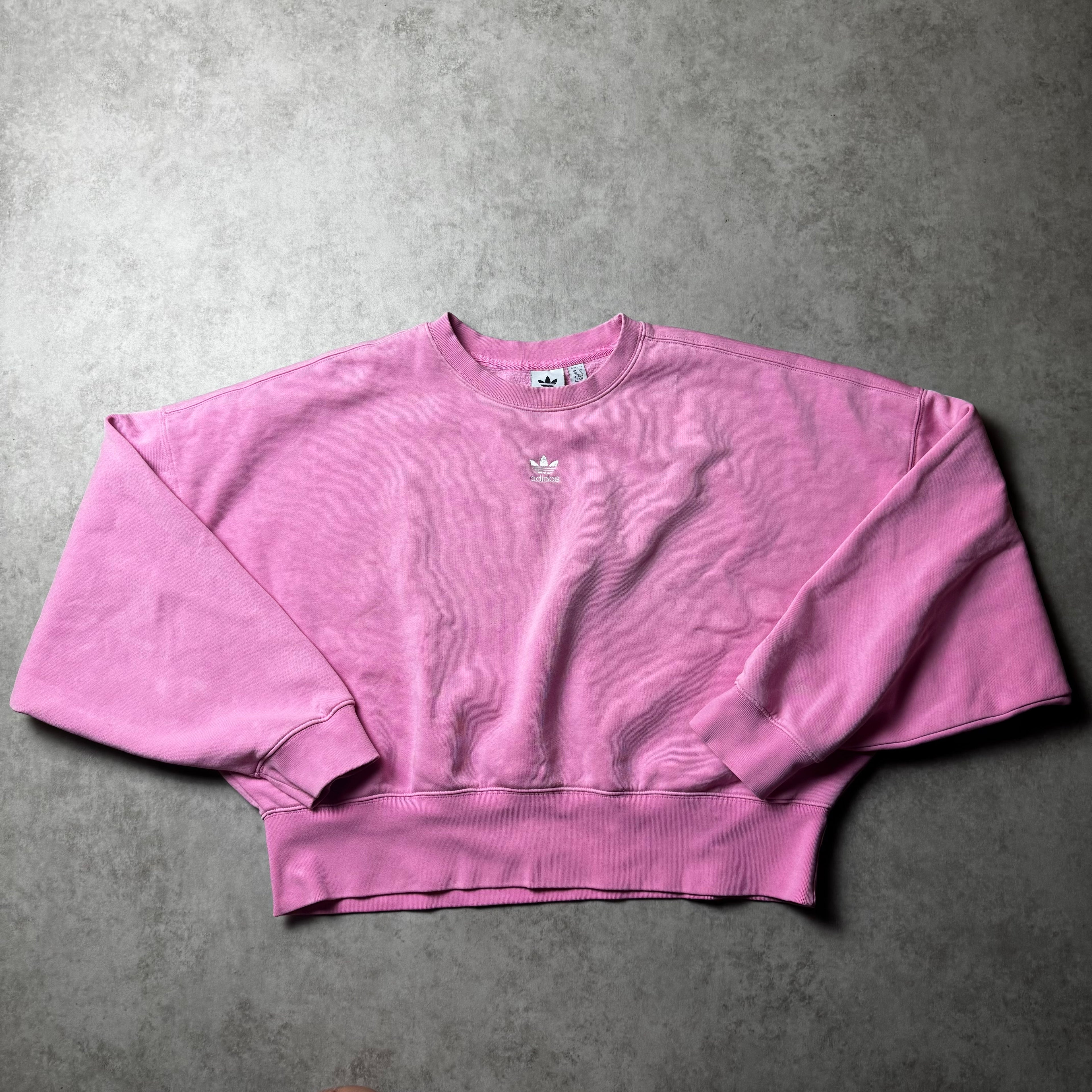 Pink Adidas Cropped Sweatshirt - S