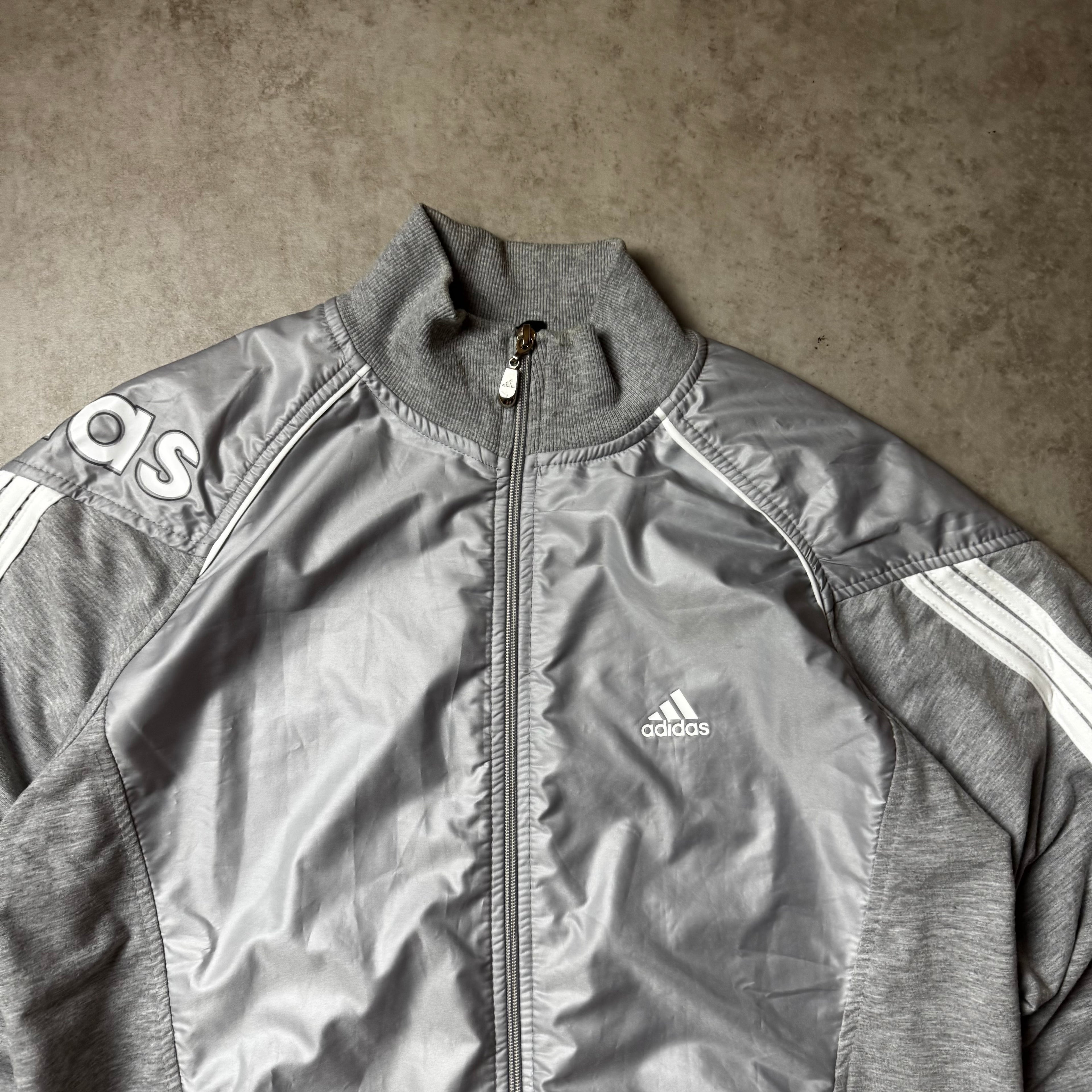 Gray Adidas Zip Up Hoodie - M