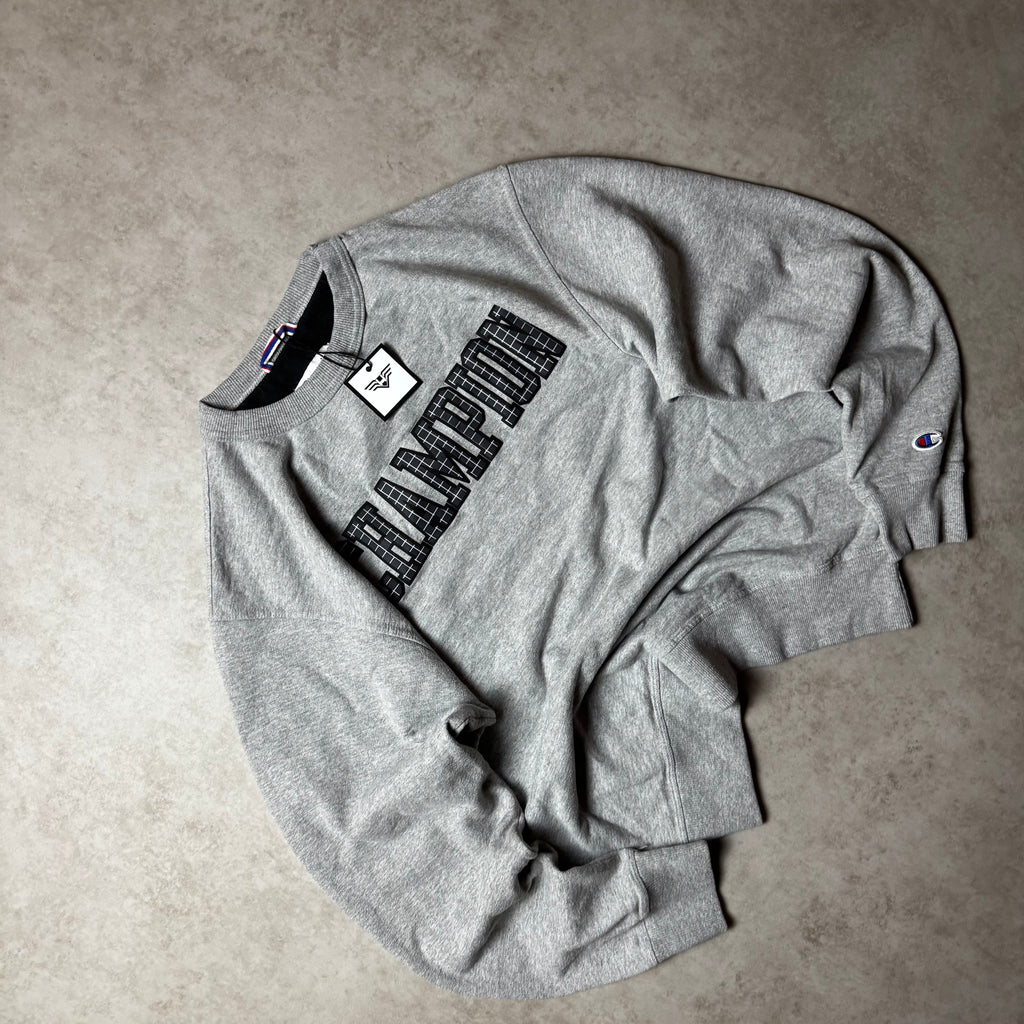 Gray Champion Spellout Sweatshirt - Size M