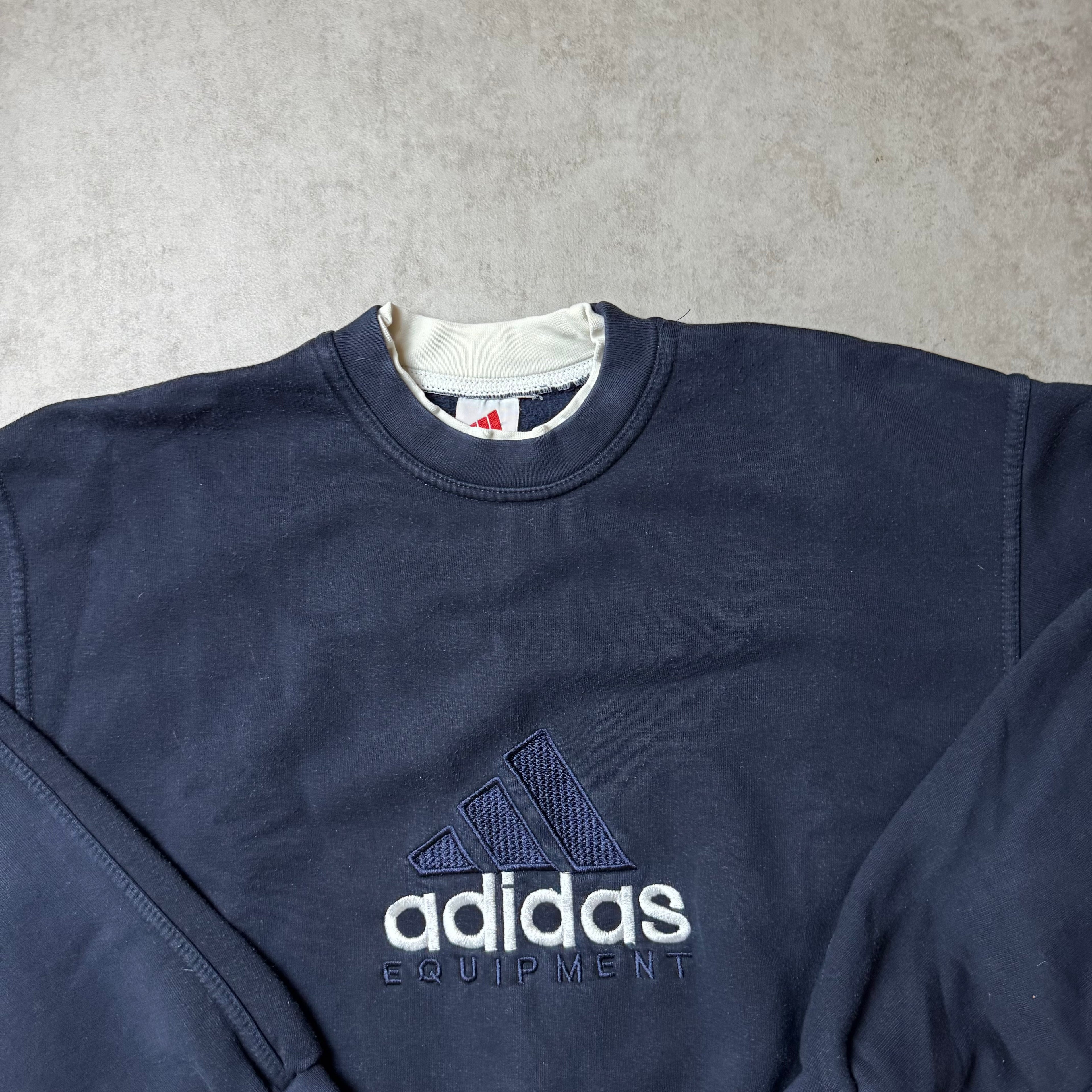 Navy Adidas Vintage Sweatshirt - M
