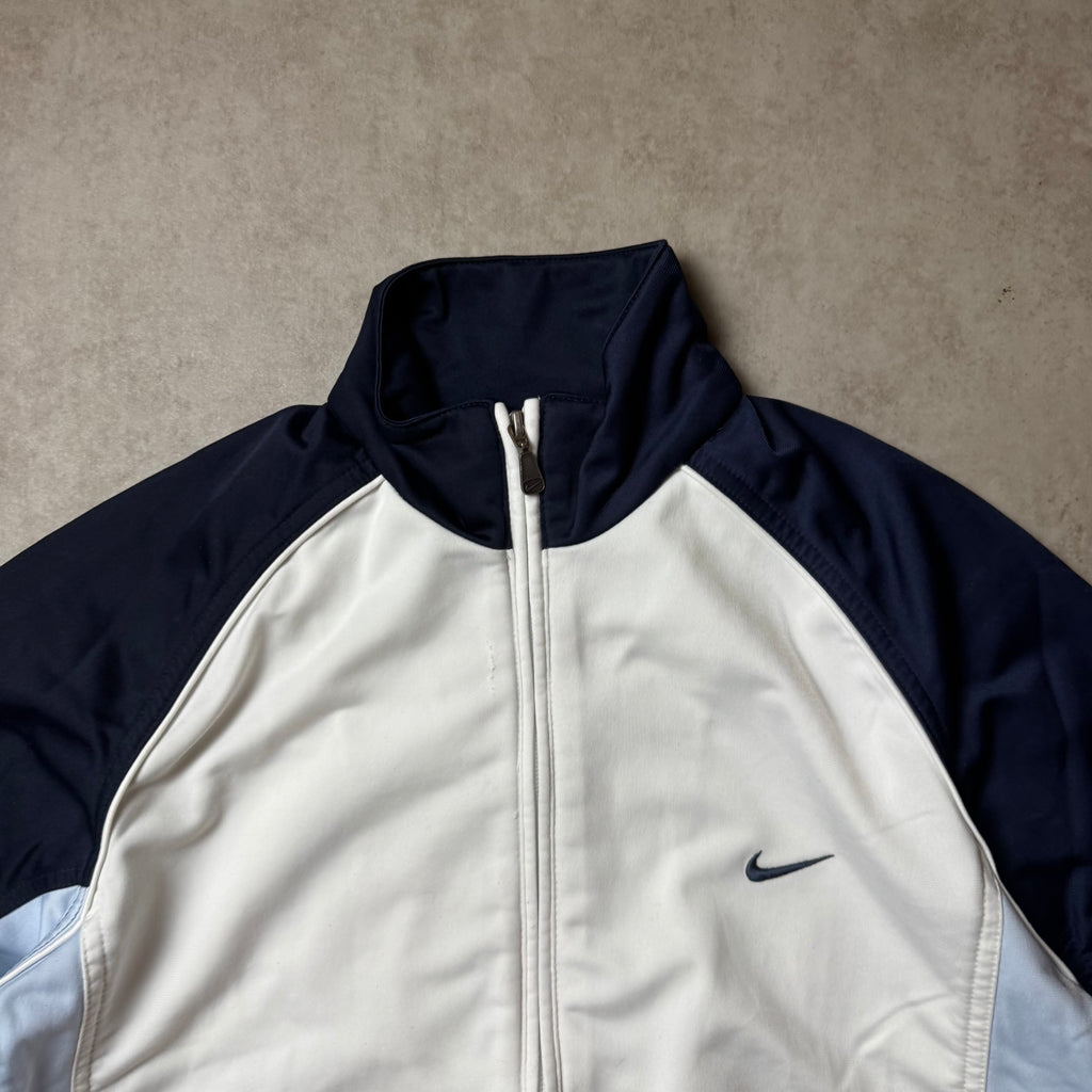 White Vintage Nike Zip Up Hoodie - S