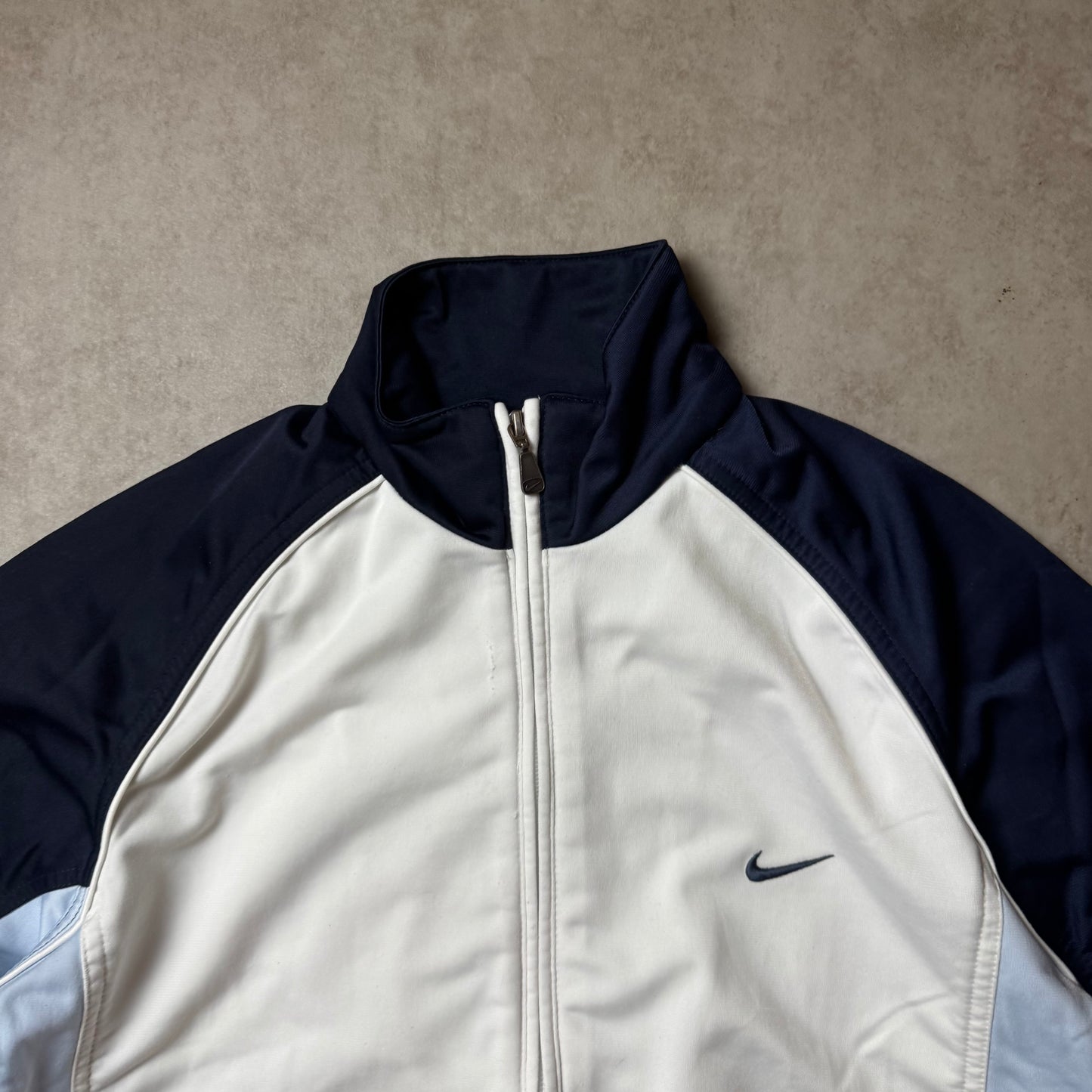 White Vintage Nike Zip Up Hoodie - S