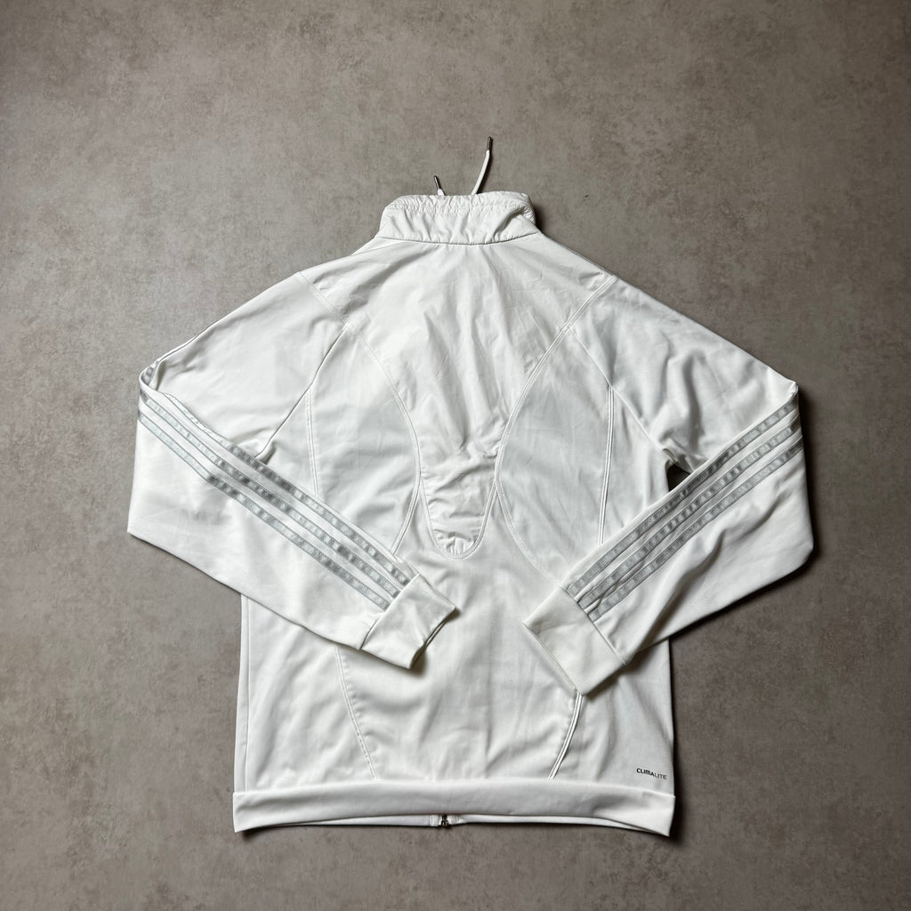 White Adidas Zip Up Hoodie - S