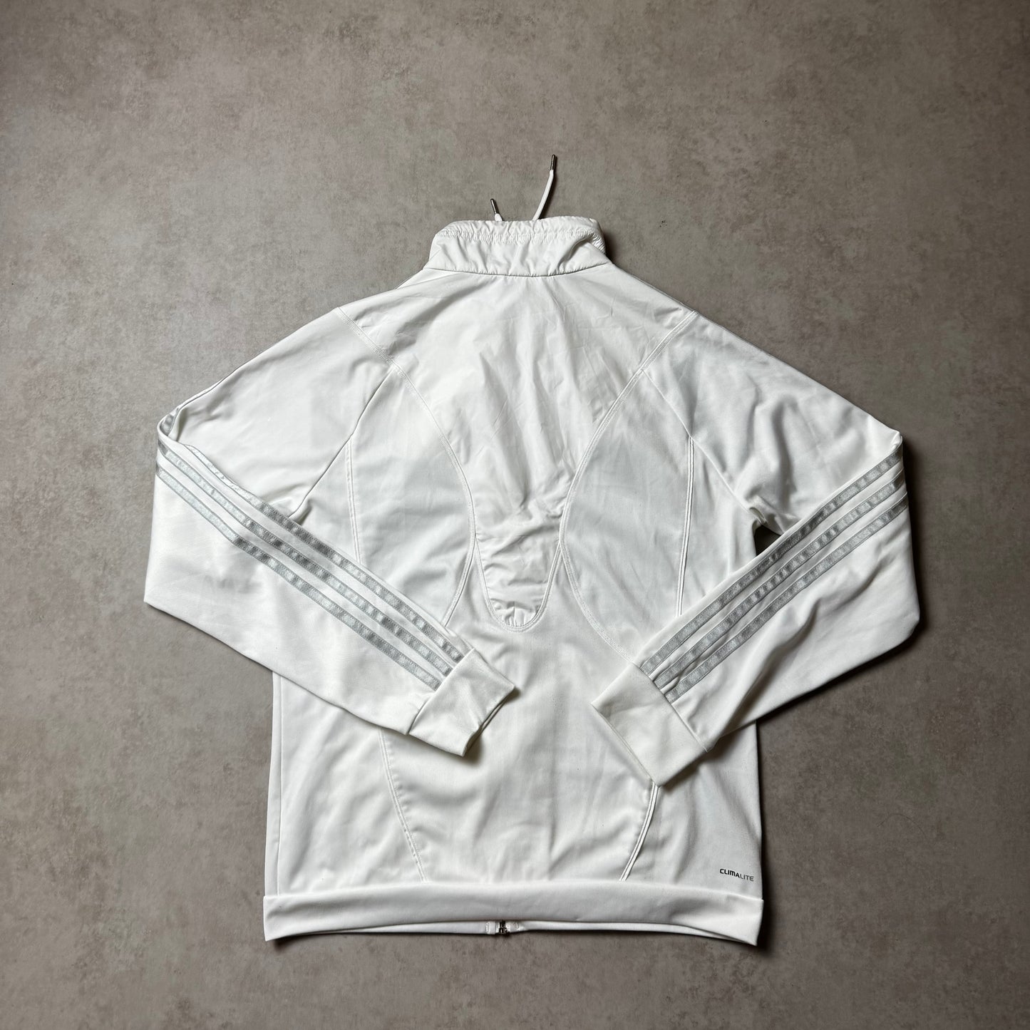 White Adidas Zip Up Hoodie - S